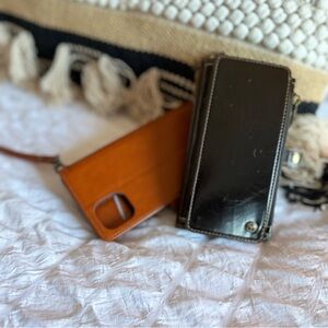 Elegant Black and Brown Leather Phone Wallet Case